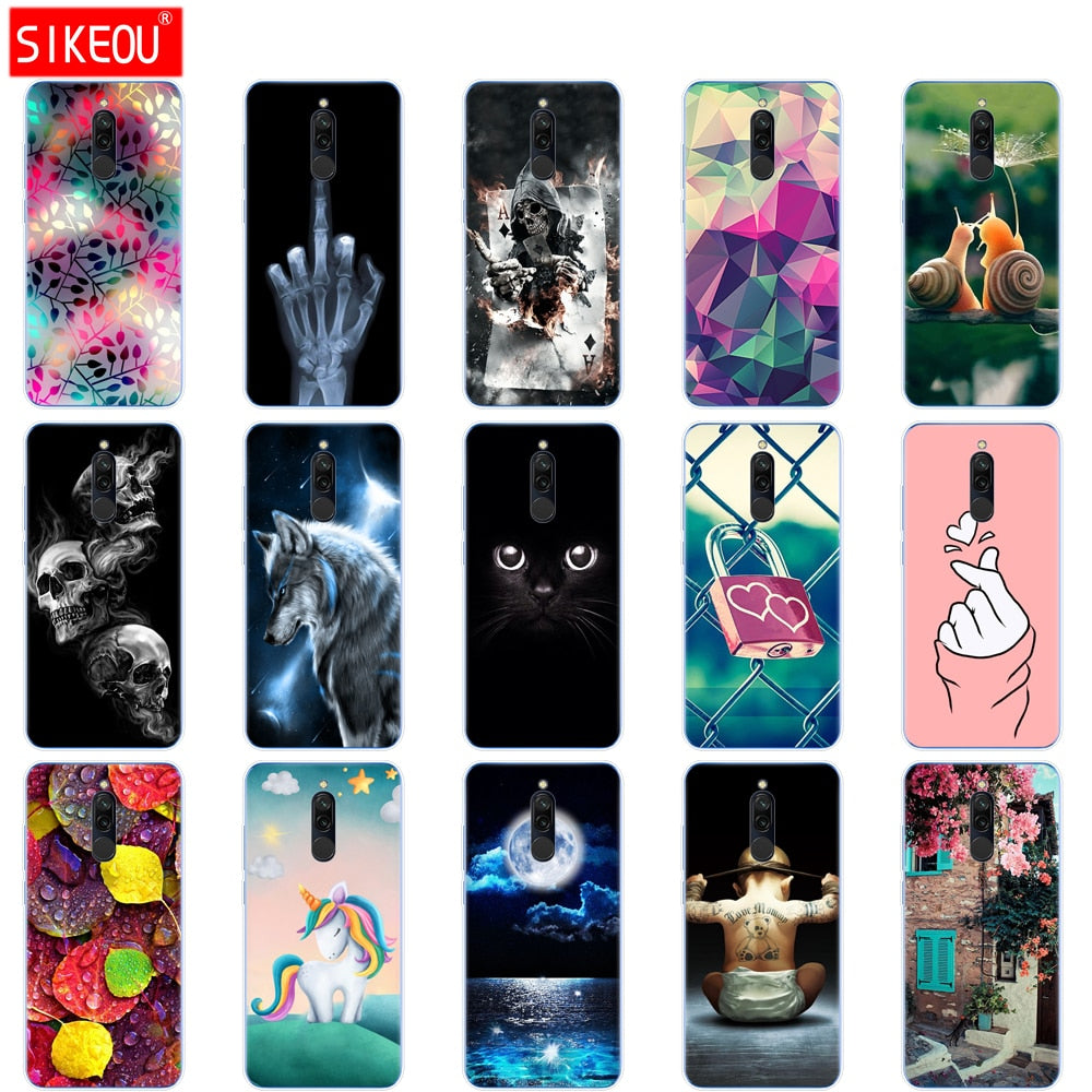 silicon case for xiaomi redmi 8 cases full protection soft tpu back cover on redmi 8 bumper hongmi 8 phone shell bag coque cat