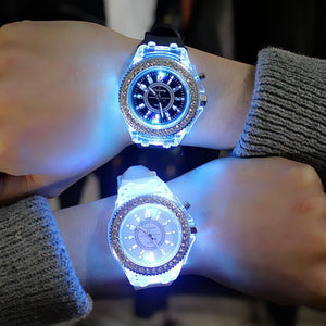 Luminous LED Sport Watches Women Quartz Watch ladies Women Silicone Wristwatches glowing Relojes Mujer Led Flash Luminous