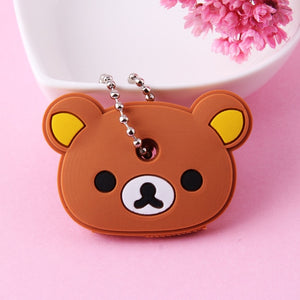 Cute Cartoon Keychain Silicone Stitch Protective Key Case Cover for Key Control Dust Cap Holder Gift Women Key Chain