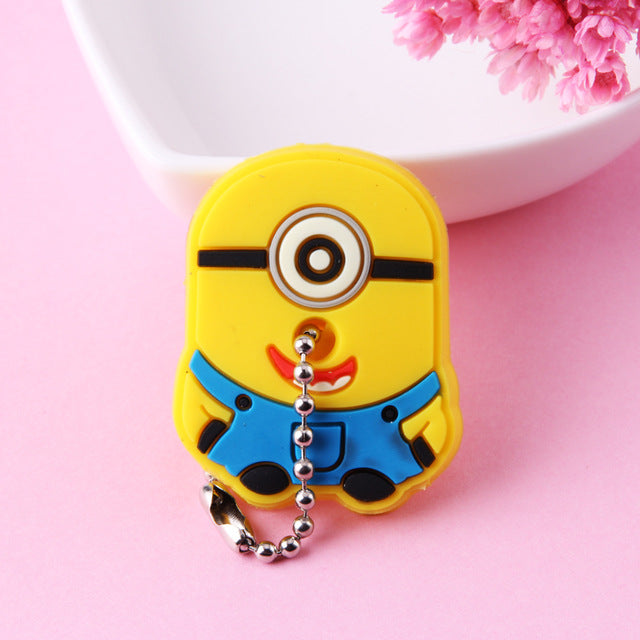 Cute Cartoon Keychain Silicone Stitch Protective Key Case Cover for Key Control Dust Cap Holder Gift Women Key Chain