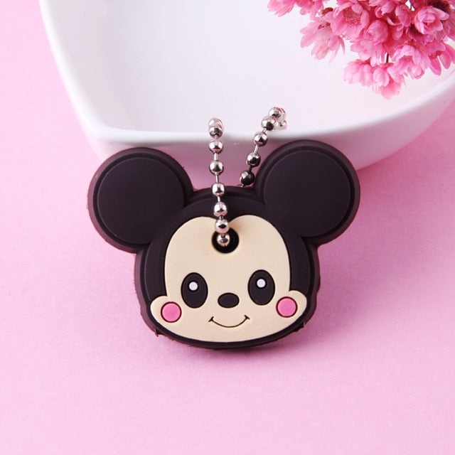 Cute Cartoon Keychain Silicone Stitch Protective Key Case Cover for Key Control Dust Cap Holder Gift Women Key Chain