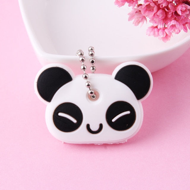 Cute Cartoon Keychain Silicone Stitch Protective Key Case Cover for Key Control Dust Cap Holder Gift Women Key Chain