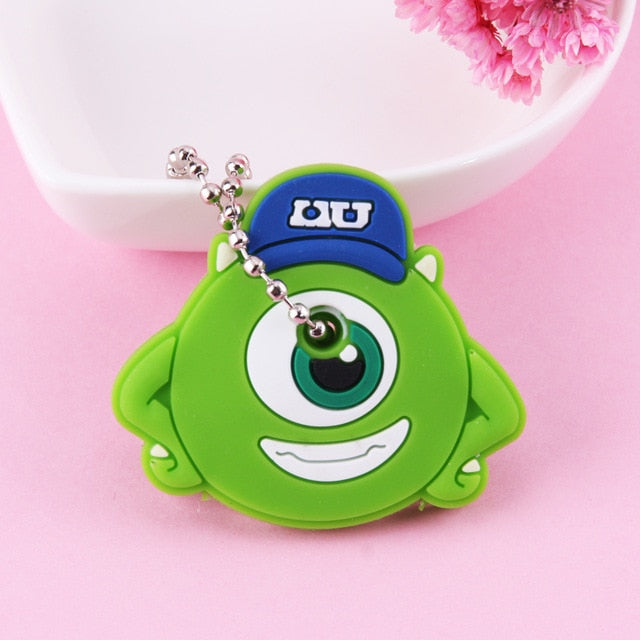 Cute Cartoon Keychain Silicone Stitch Protective Key Case Cover for Key Control Dust Cap Holder Gift Women Key Chain