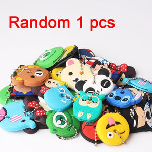 Cute Cartoon Keychain Silicone Stitch Protective Key Case Cover for Key Control Dust Cap Holder Gift Women Key Chain