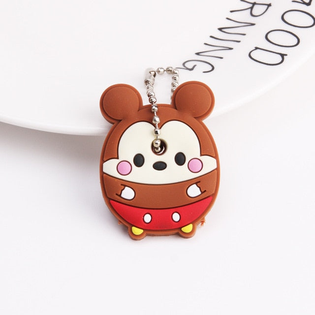 Cute Cartoon Keychain Silicone Stitch Protective Key Case Cover for Key Control Dust Cap Holder Gift Women Key Chain