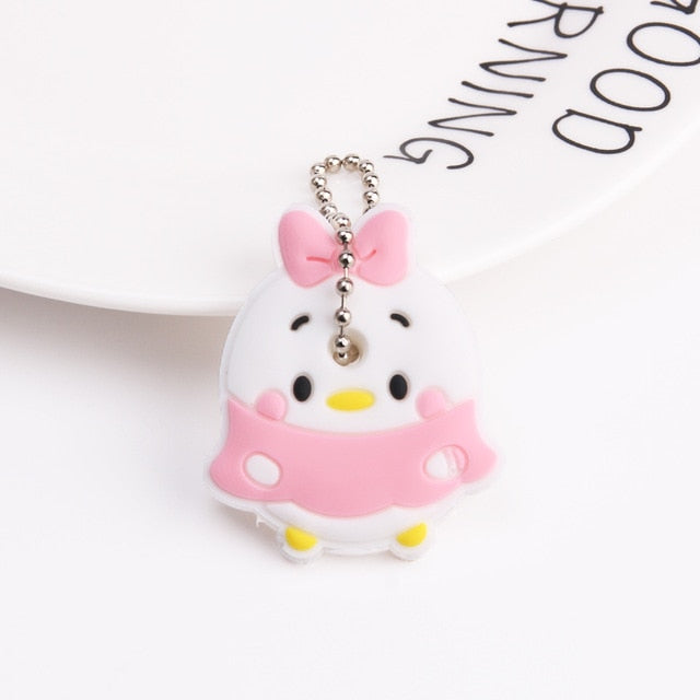 Cute Cartoon Keychain Silicone Stitch Protective Key Case Cover for Key Control Dust Cap Holder Gift Women Key Chain