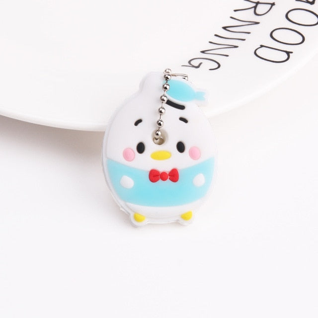 Cute Cartoon Keychain Silicone Stitch Protective Key Case Cover for Key Control Dust Cap Holder Gift Women Key Chain