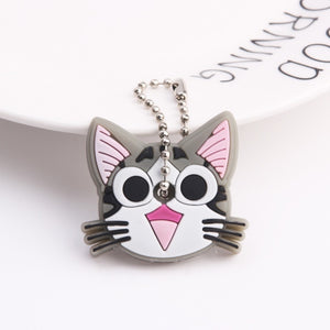 Cute Cartoon Keychain Silicone Stitch Protective Key Case Cover for Key Control Dust Cap Holder Gift Women Key Chain