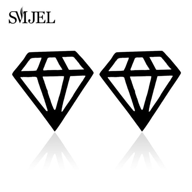 SMJEL Stainless Steel Earrings Mickey Women Men Hip hop Black Star Moon Stud Earring Fashion Jewelry Best Gift for Friend Girl