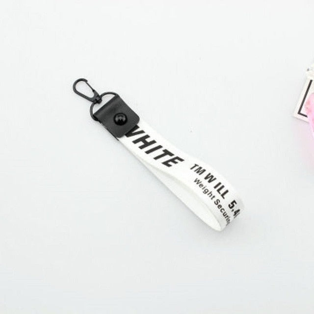 Off White Ribbon Keychain Women Phone Case Wallet Key Chain Porte Clef For Bag Key ring Llaveros Mujer Sleutelhanger Chaveiro