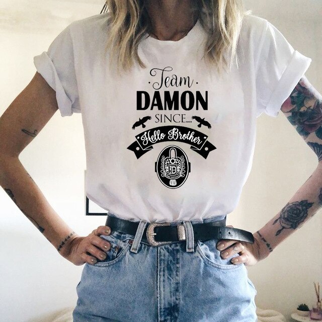 The Vampire Diaries T Shirt Women T-shirt Harajuku Tshirts Streetwear Fashion Shirt Blusas Mujer De Moda 2019 Oversized T Shirt