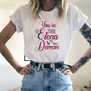 The Vampire Diaries T Shirt Women T-shirt Harajuku Tshirts Streetwear Fashion Shirt Blusas Mujer De Moda 2019 Oversized T Shirt