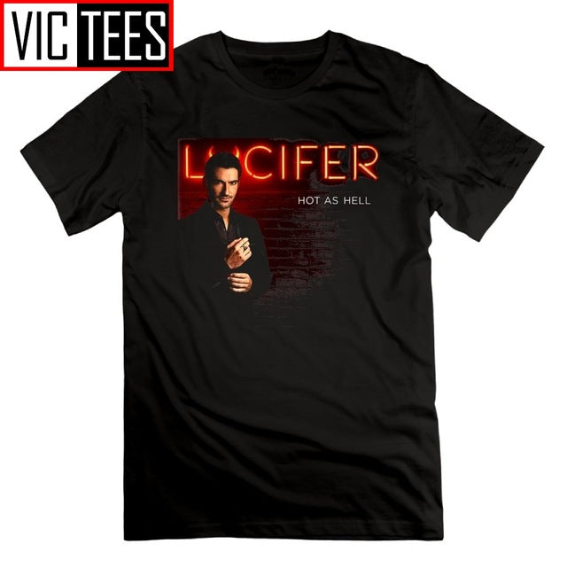 Lucifer Tees O Neck Unique T-Shirts Plus Size Men's Clothing Short Sleeve 100% Cotton T Shirt for Men Women