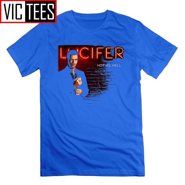 Lucifer Tees O Neck Unique T-Shirts Plus Size Men's Clothing Short Sleeve 100% Cotton T Shirt for Men Women