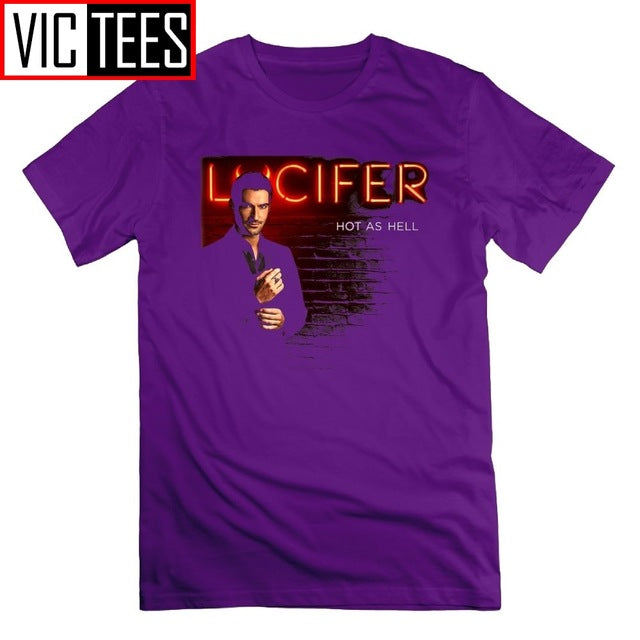 Lucifer Tees O Neck Unique T-Shirts Plus Size Men's Clothing Short Sleeve 100% Cotton T Shirt for Men Women