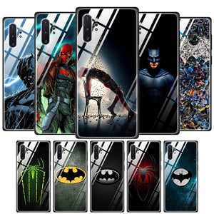 Tempered Glass Case Cover for Samaung Galaxy S105G A70 A10 A30 Hard Back Shell Silicone TPU Soft Edge Case Luxury Batman Marvel