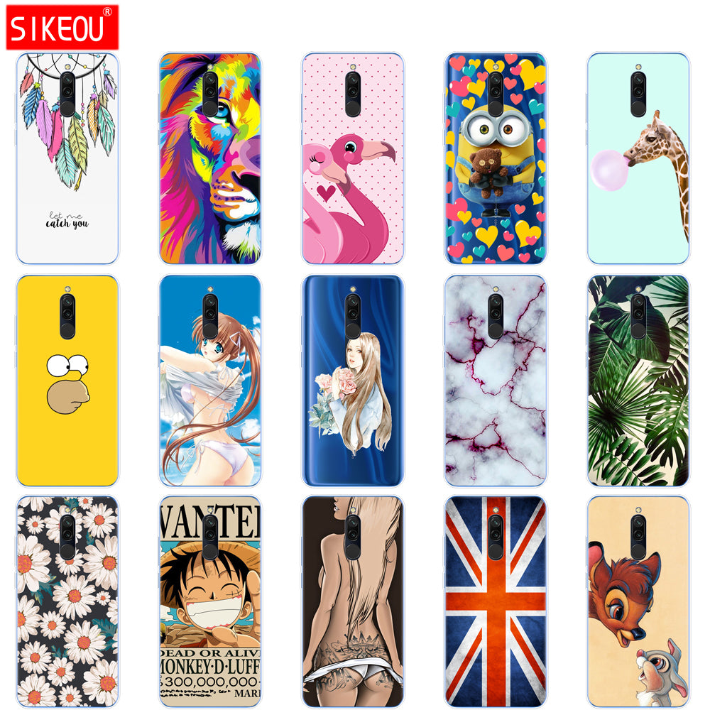 silicon case for xiaomi redmi 8 cases full protection soft tpu back cover on redmi 8 bumper hongmi 8 phone shell bag coque cute