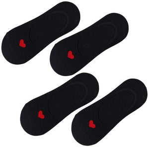 2 Pair Korean Spring Summer Women Invisible Socks Love Heart Non-slip Low Cut Comfortable Ladies Girls Boat Sock FS99