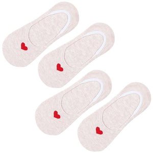 2 Pair Korean Spring Summer Women Invisible Socks Love Heart Non-slip Low Cut Comfortable Ladies Girls Boat Sock FS99