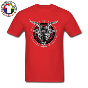 Satanic Goat Baphomet Lucifer 666 Tshirt Evil Monster Skull Satan Ovis Funny T Shirt Necromancer Horror Novelty T-Shirt Mens