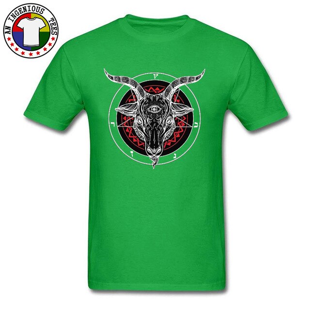 Satanic Goat Baphomet Lucifer 666 Tshirt Evil Monster Skull Satan Ovis Funny T Shirt Necromancer Horror Novelty T-Shirt Mens